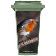 Robin On A Branch Wheelie Bin Sticker Panel